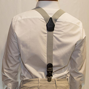 Bretelle Elastico Reps Grigio e Pelle Nera H 3.6 cm